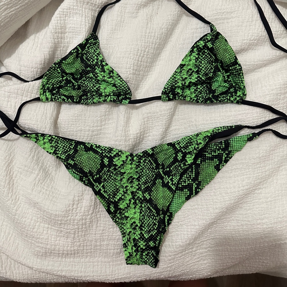 Neon Green Snake Skin Bikini